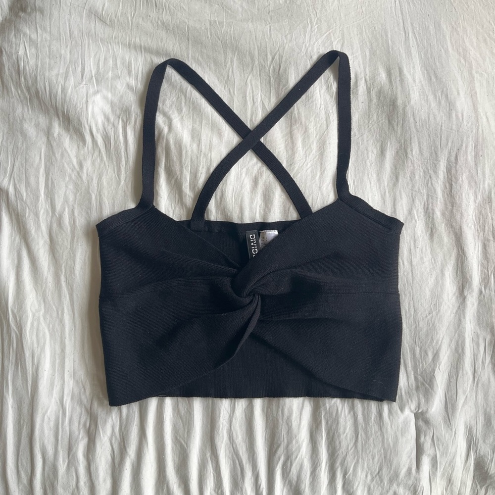 Black Knot Tie Crop Top